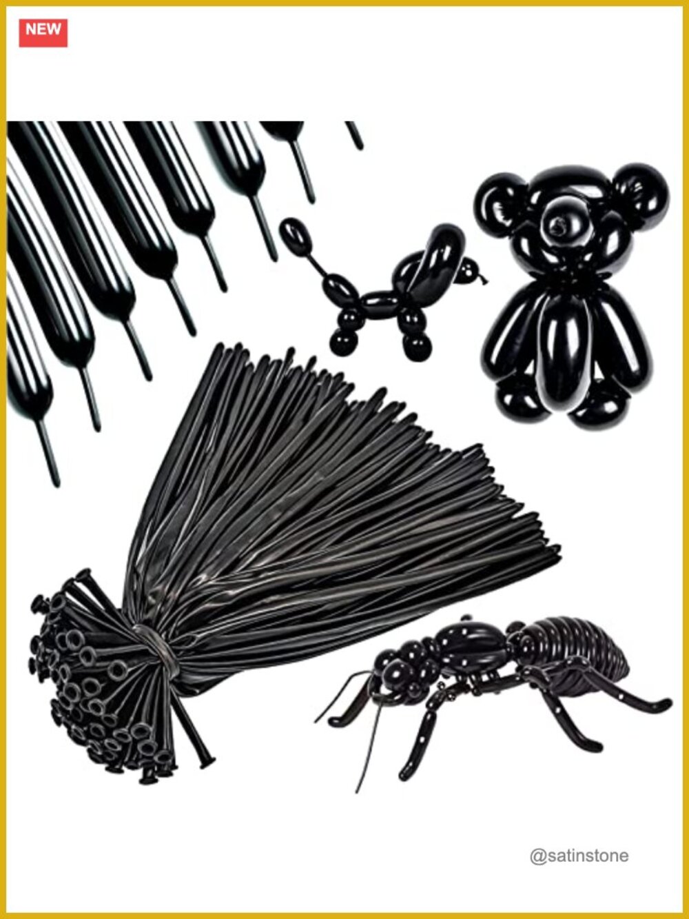 260Q Balloon Animal Kit 100ct Black Latex Party Twisting Long